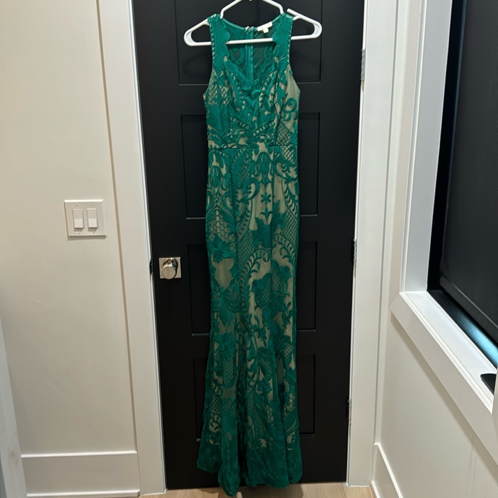 Saved By the Dress Green and Nude Embroidered Maxi Dress